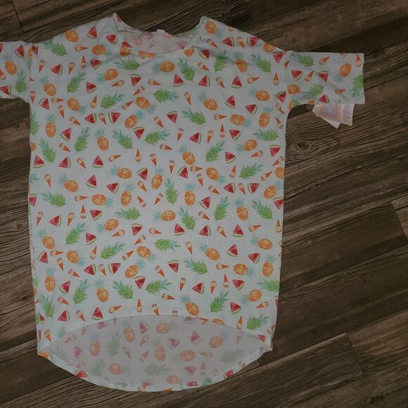 LuLaRoe Irma Tunic Pineapple Watermelon XXS - Picture 3 of 6